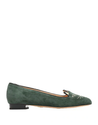 Shop Charlotte Olympia Loafers In Dark Green