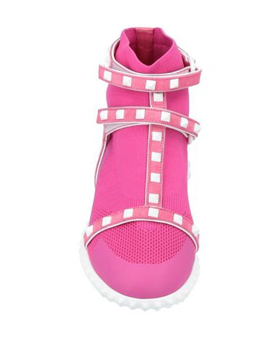 Valentino Free Rockstud High-top Sneakers In Fuchsia