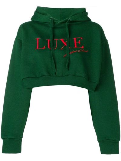 Shop Andrea Crews Luxe Signature Cropped Hoodie - Green