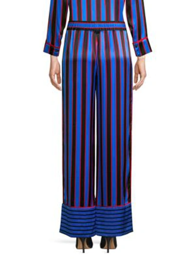 Shop Alice And Olivia Benny Striped Silk Pajama Pants In Tricolor