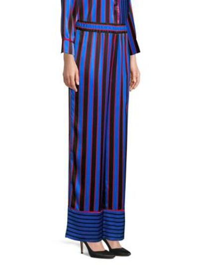 Shop Alice And Olivia Benny Striped Silk Pyjama Trousers In Tricolor