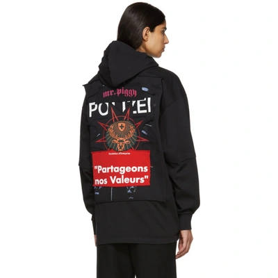 Shop Vetements Black Russia Patchwork Hoodie In Black/russi