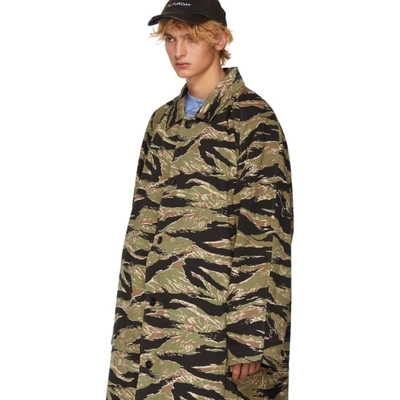 Shop Vetements Green Camo Trench Coat