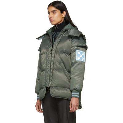 Shop Off-white Grey Down Technic Maxi Puffer Jacket In Med Grey