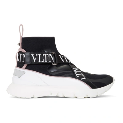 Shop Valentino Black And White  Garavani Vltn Heroes Sock Sneaker In Gc4 Black