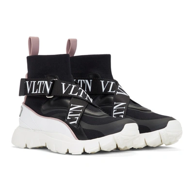 Shop Valentino Black And White  Garavani Vltn Heroes Sock Sneaker In Gc4 Black