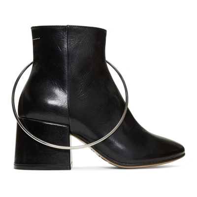 Shop Mm6 Maison Margiela Black Ring Boots In T8013 Black