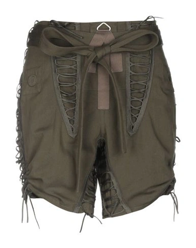 Shop Saint Laurent Woman Shorts & Bermuda Shorts Military Green Size 4 Cotton, Linen