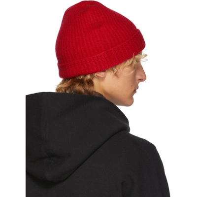 Shop Visvim Red Wool Knit Beanie