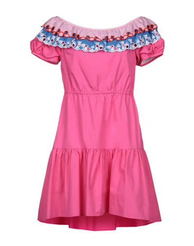 Shop Peter Pilotto Woman Short Dress Fuchsia Size 4 Cotton In Pink