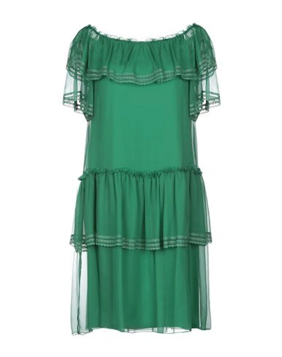 Shop Alberta Ferretti Woman Mini Dress Emerald Green Size 6 Silk