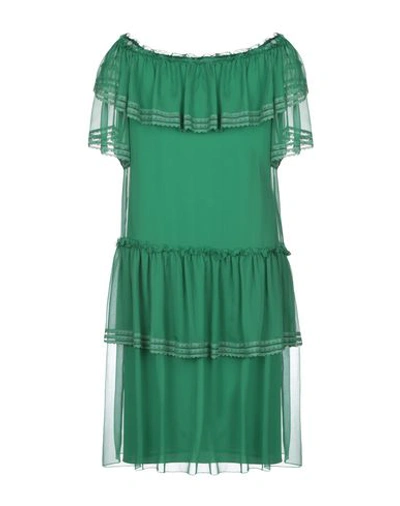 Shop Alberta Ferretti Woman Mini Dress Emerald Green Size 6 Silk