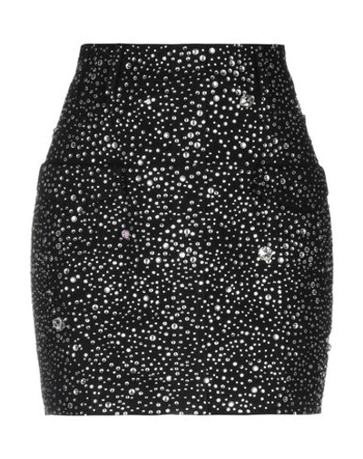 Shop Balmain Denim Skirt In Black