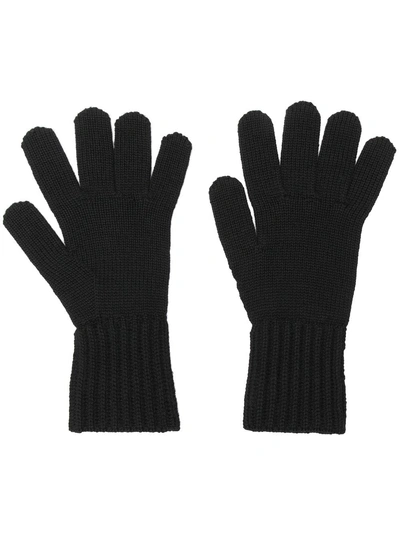 Shop Prada Knitted Gloves In Black