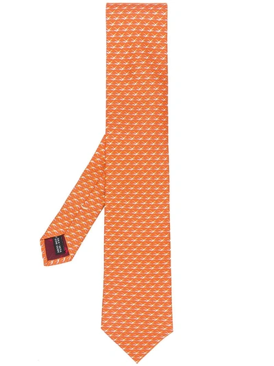 Shop Ferragamo Printed Tie In Orange