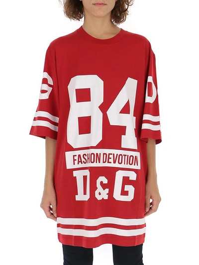 Shop Dolce & Gabbana Oversized Graphic T In Red