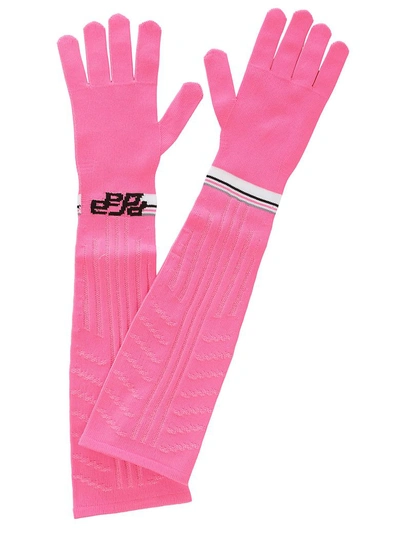 Shop Prada Gloves In Pink+bianco