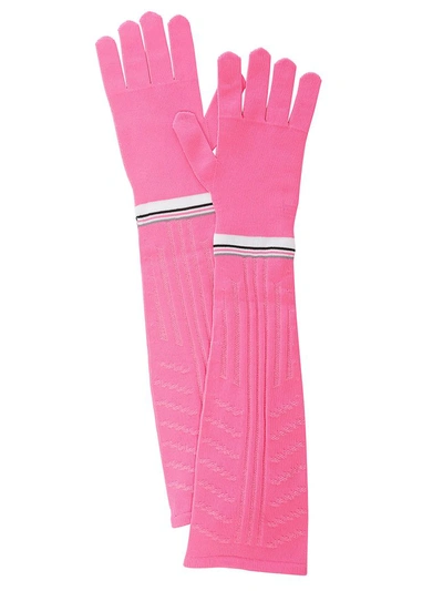 Shop Prada Gloves In Pink+bianco