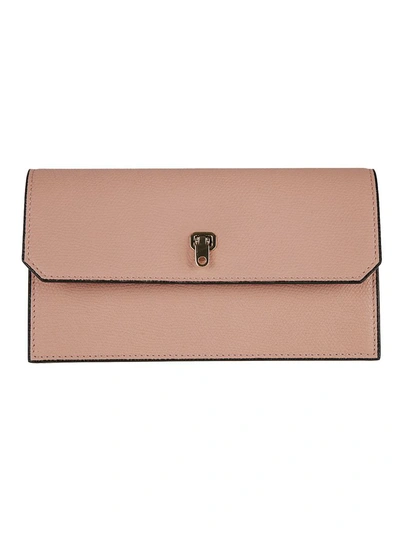 Shop Valextra Foldover Continental Wallet In Dust Pink