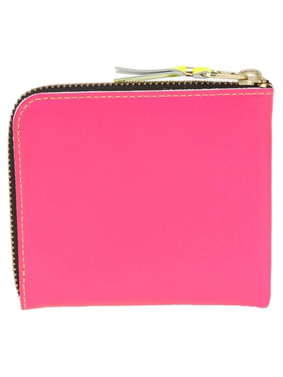 Shop Comme Des Garçons Comme Des Garcons Wallet Mid Zip Fluo In Pink Orange