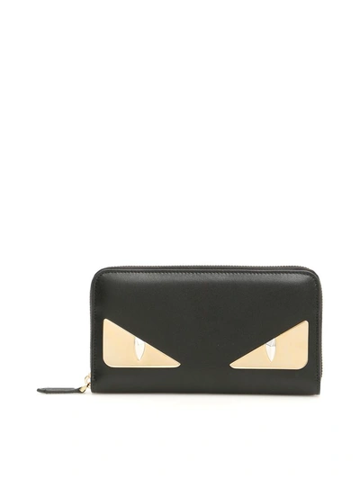 Shop Fendi Zip-around Bag Bugs Wallet In Nero Oro Soft|nero