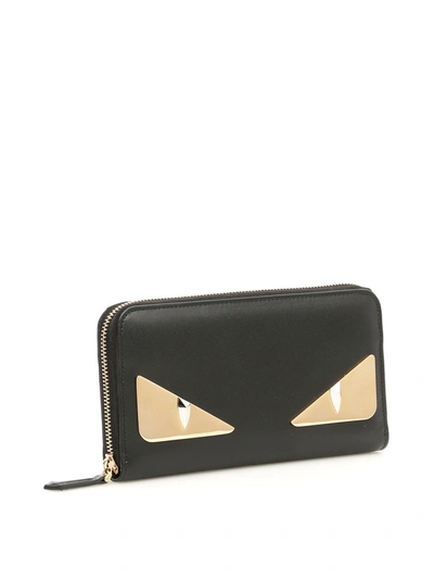 Shop Fendi Zip-around Bag Bugs Wallet In Nero Oro Soft|nero