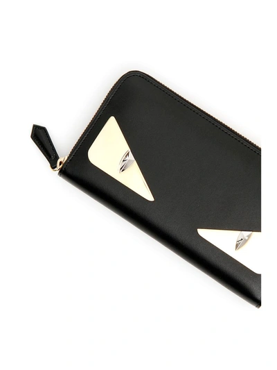 Shop Fendi Zip-around Bag Bugs Wallet In Nero Oro Soft|nero