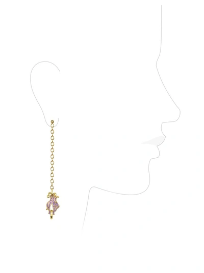 Shop Just Cavalli Dragon Enamel Head Drop Earrings In Gold