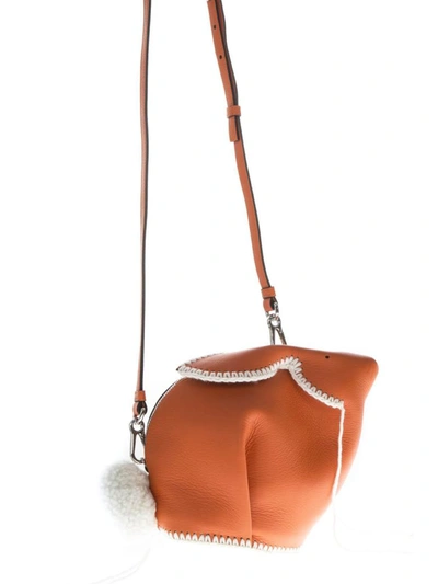 Shop Loewe Orange Leather Bunny Crossbody Bag In Orange/white