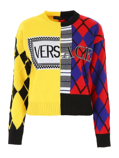 Shop Versace Logo Pullover In Multicolor
