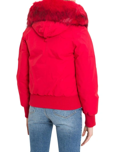 Shop Kenzo Short Jacket With Hood And Fur In Rosso