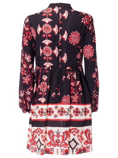 Shop Red Valentino Printed Detail Pleated Dress In Nero