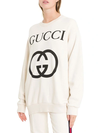 Shop Gucci Oversized Sweatshirt Gg Print In Bianco