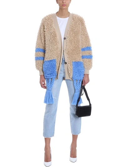 Shop Off-white Chunky Carpet Effect Cardigan In Beige