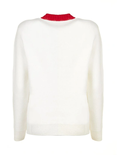 Shop Fendi Logo Sweater In Bianco Blu Rosso