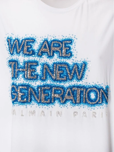 Shop Balmain We Are The New Generation T-shirt In Blanc