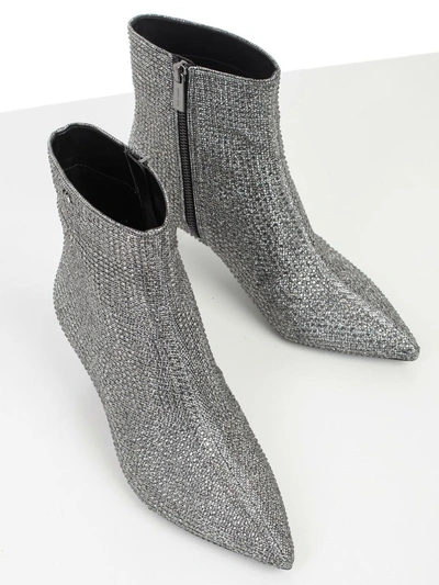 Shop Michael Michael Kors Blaine Flex Ankle Boots In Blk Silver