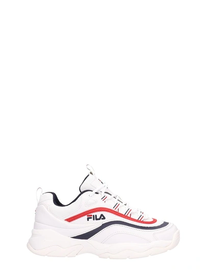 Shop Fila Ray Low White Leather Sneakers