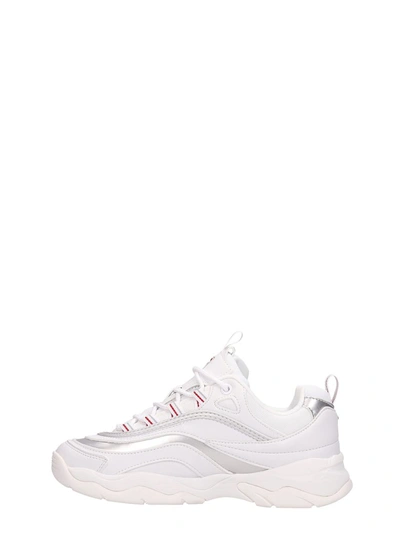 Shop Fila Ray Low White Silver Leather Sneakers