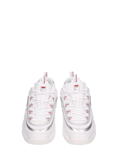 Shop Fila Ray Low White Silver Leather Sneakers