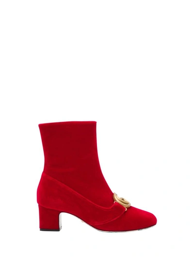 Shop Gucci Vicotire Ankle Boots In Rosso