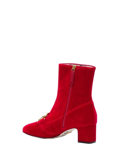 Shop Gucci Vicotire Ankle Boots In Rosso