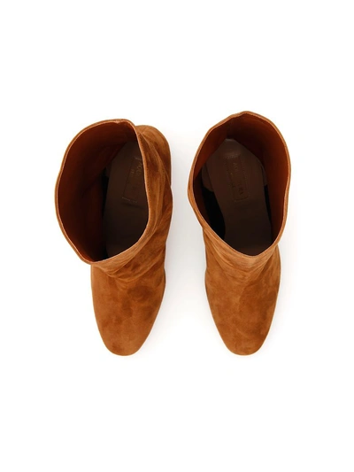 Shop Aquazzura Boogie Suede Boots In Cinnamon|marrone