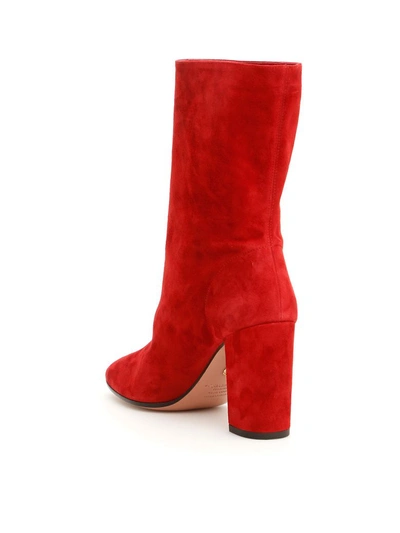 Shop Aquazzura Boogie Suede Boots In Red|rosso