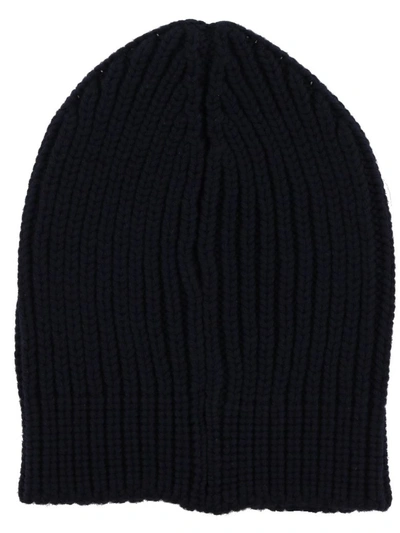 Shop Gucci Patch Wool Hat In Navy