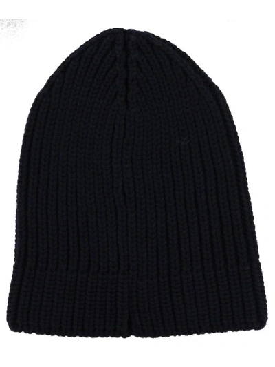 Shop Gucci Wool Hat With Tiger Detail In Midnight Bl/yellow