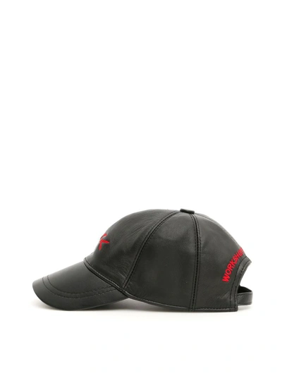 Shop 032c Leather Baseball Cap In Black (black)