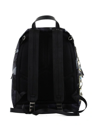 Shop Prada Camouflage Logo Patch Backpack In Militare