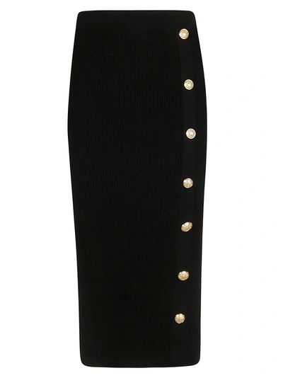 Shop Balmain Fitted Midi Pencil Skirt In Black