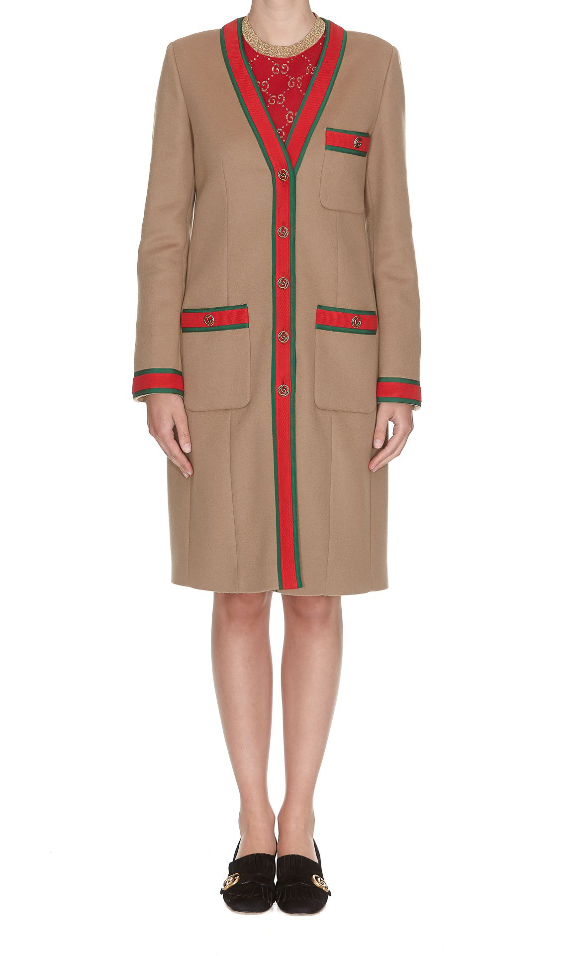 gucci wool coat with web